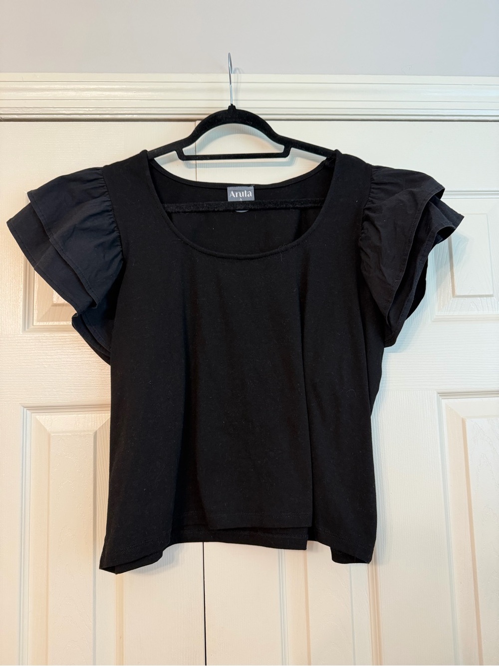 ARULA Black Ruffle Top